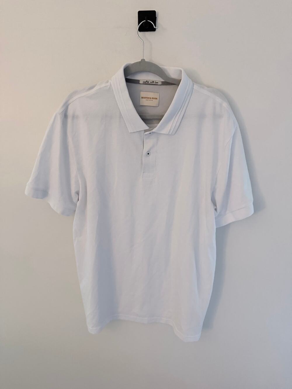Scotch & Soda Men's Polo White Golf Shirt Jacquard Stretch-Size XL